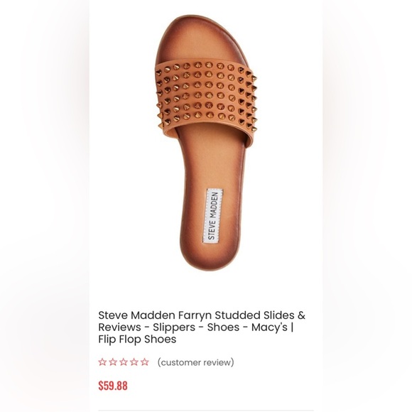 Steve Madden Brown Leather Studded Slide Sandals - Picture 4 of 6